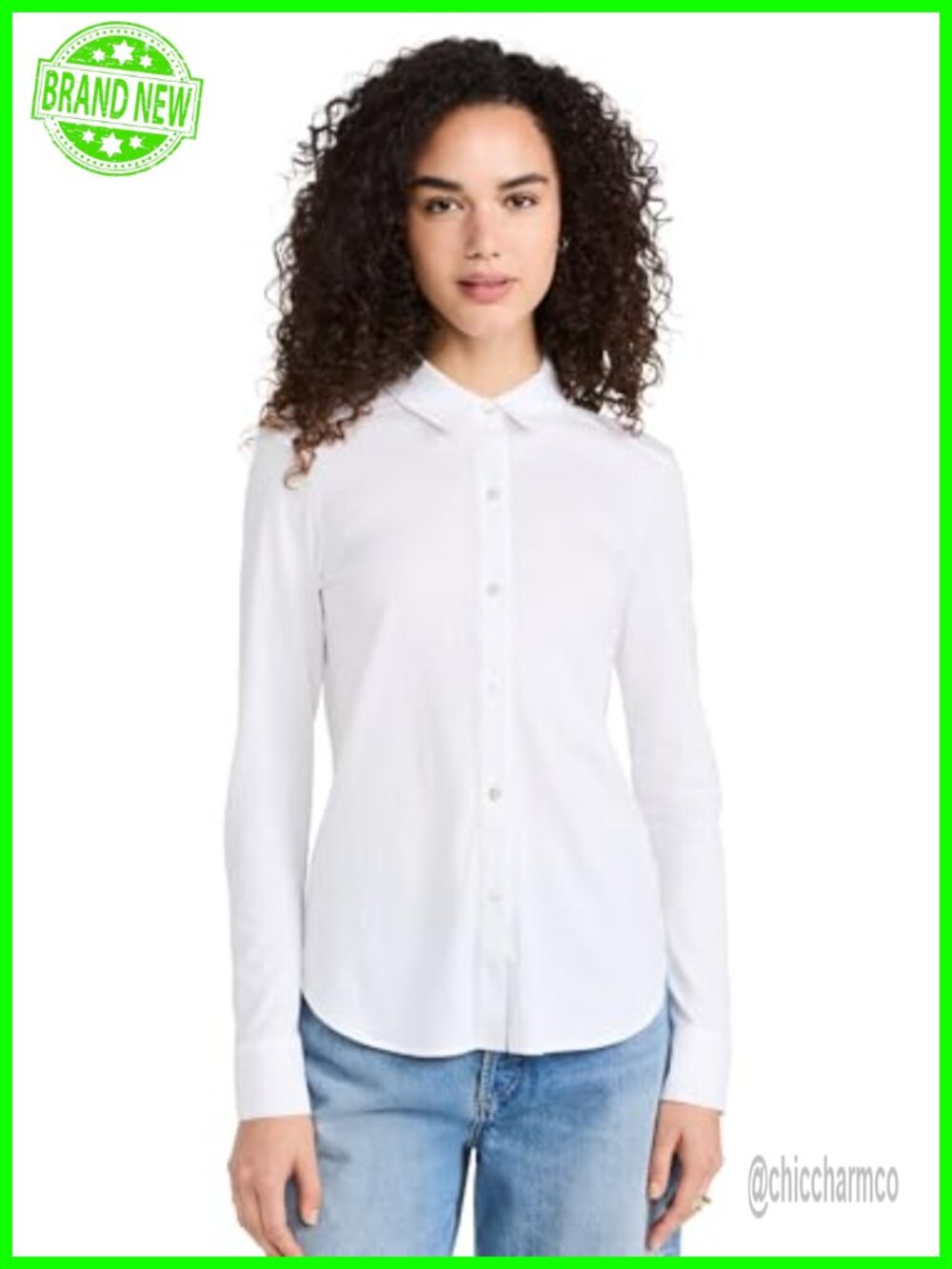 Lightweight Jersey Button Down Shirt Long Sleeve Collared Casual
